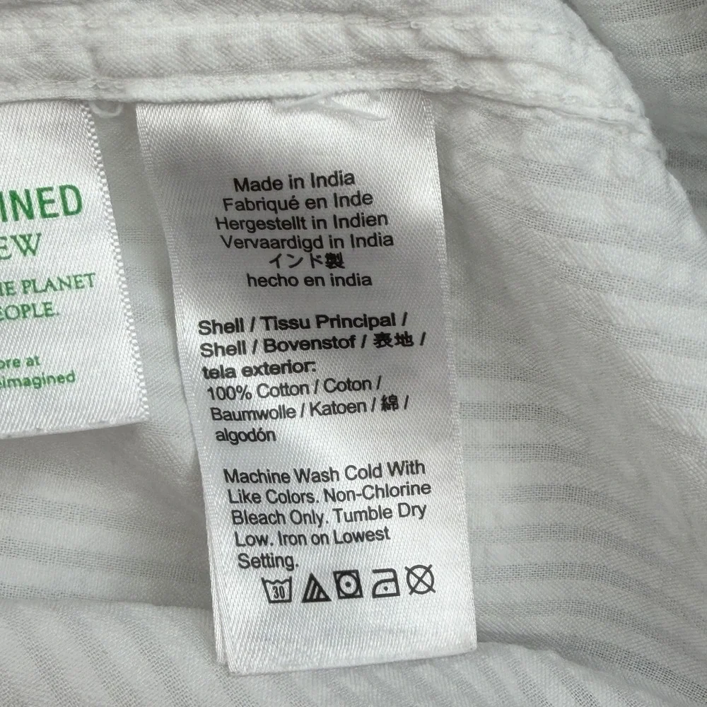 J. Crew Seersucker Mens XXLT Button Down Shirt White Organic Cotton Striped